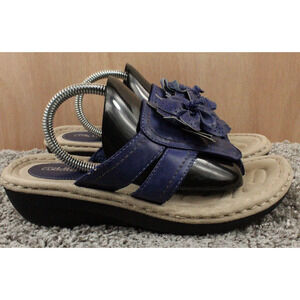 Cobbie Cuddlers Reginy Sandals Womens 7.5W Blue Faux Suede Floral